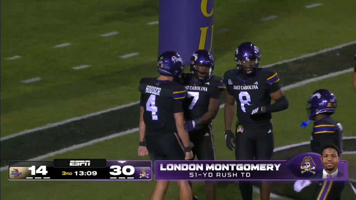 LONDON MONTGOMERY HOUSE CALL 🏠 ECU is rolling over Tulsa on ESPN and the ESPN App 🏴☠️
