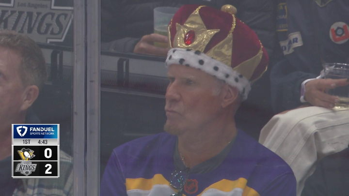 Will Ferrell with quite the hat at tonight's LA Kings game 👑