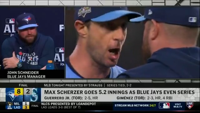 John Schneider on his 5th inning mound visit with Max Scherzer: “I've been waiting for that moment... It was awesome, I thought he was going to kill me. It was great.”