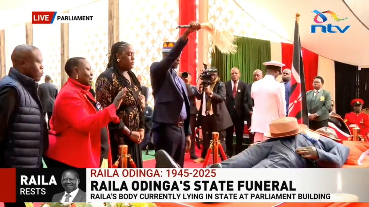Raila Odinga Jr &amp; Winnie Odinga pay their last respects at Parliament.