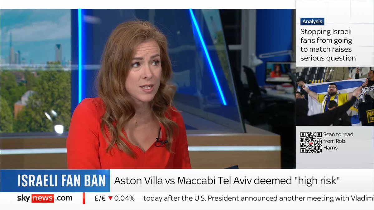 Maccabi Tel Aviv fans have been banned from attending a match in Birmingham against Aston Villa, which the PM has called the "wrong decision" Sky's Amanda Akass has more on the story⬇️ 📺 Sky 501, Virgin 602, Freeview 233 and YouTube