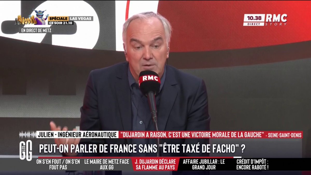 📞 Julien : "Le drapeau français est boudé, dès qu'on ose le présenter on est taxés de fachos !" 🗣️ Olivier Truchot : "Le drapeau français on ne le voit jamais quand il y a des manifs de gauche... La réforme des retraites, il y avait des drapeaux palestiniens !" #GGRMC