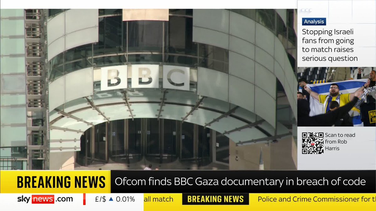BREAKING: A BBC Gaza documentary breached the broadcasting code, an Ofcom investigation has found Sky's Gareth Barlow has the latest Read more: 📺 Sky 501, Virgin 602, Freeview 233 and YouTube