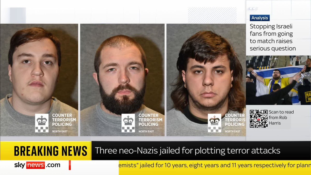 BREAKING: Three neo-Nazis who plotted terrorist attacks on mosques and synagogues have been jailed for a total of 29 years Read more: 📺 Sky 501, Virgin 602, Freeview 233 and YouTube