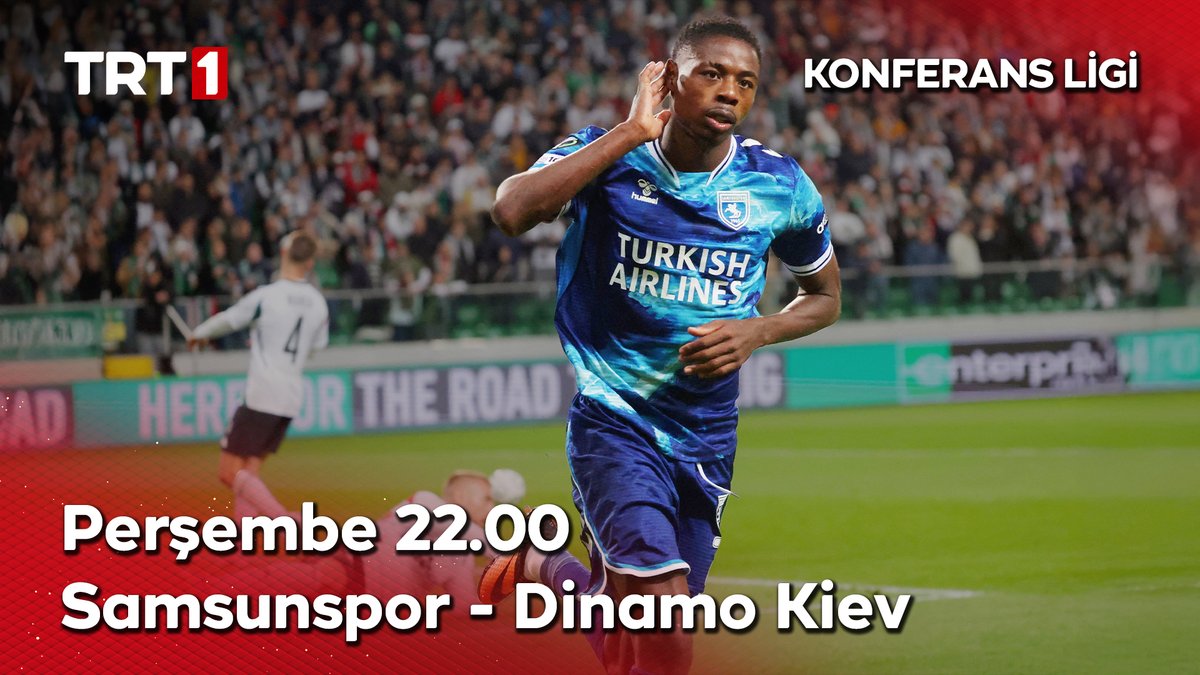 Avrupa arenasında Türk takımlarının rüzgarı esmeye devam ediyor. ⚽ Temsilcimiz Samsunspor, sahasında Ukrayna ekibi Dinamo Kiev'i konuk ediyor. ❤️🤍 Samsunspor - Dinamo Kiev maçı perşembe günü saat 22.00'de TRT 1, TRT Radyo 1 ve tabii'de! 📺