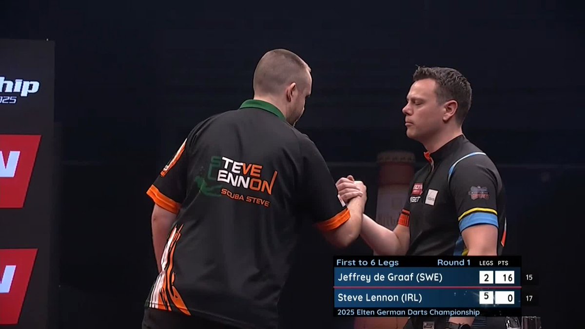 LENNON DISPATCHES DE GRAAF! Steve Lennon wins six of the last seven legs to run out an emphatic 6-2 winner against Jeffrey de Graaf and claim his first win on the European Tour stage in 2025! 📺 #ET14