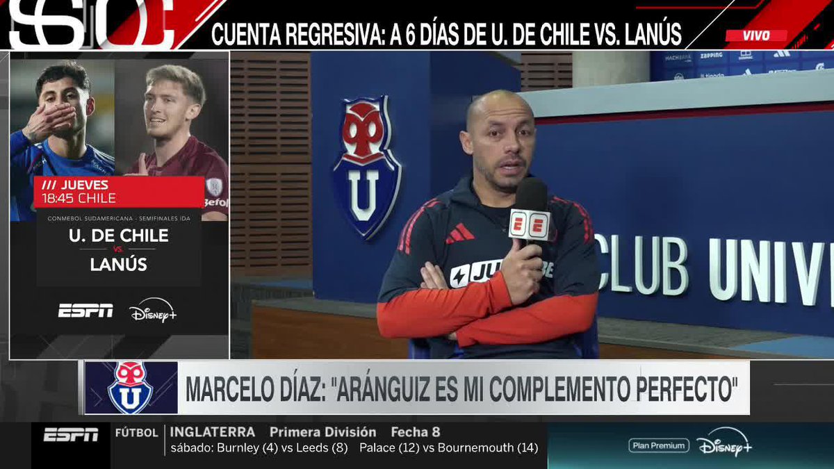 "CHARLES ES EL COMPLEMENTO PERFECTO EN MI VIDA" Marcelo Díaz, uno de los capitanes y referentes de la U, le dedicó su aparecio a la figura de Aránguiz, con quien supo conquistar la #Sudamericana en 2011 y van por más. ▶️ Mira #SportsCenter en el Plan Premium de #DisneyPlus.