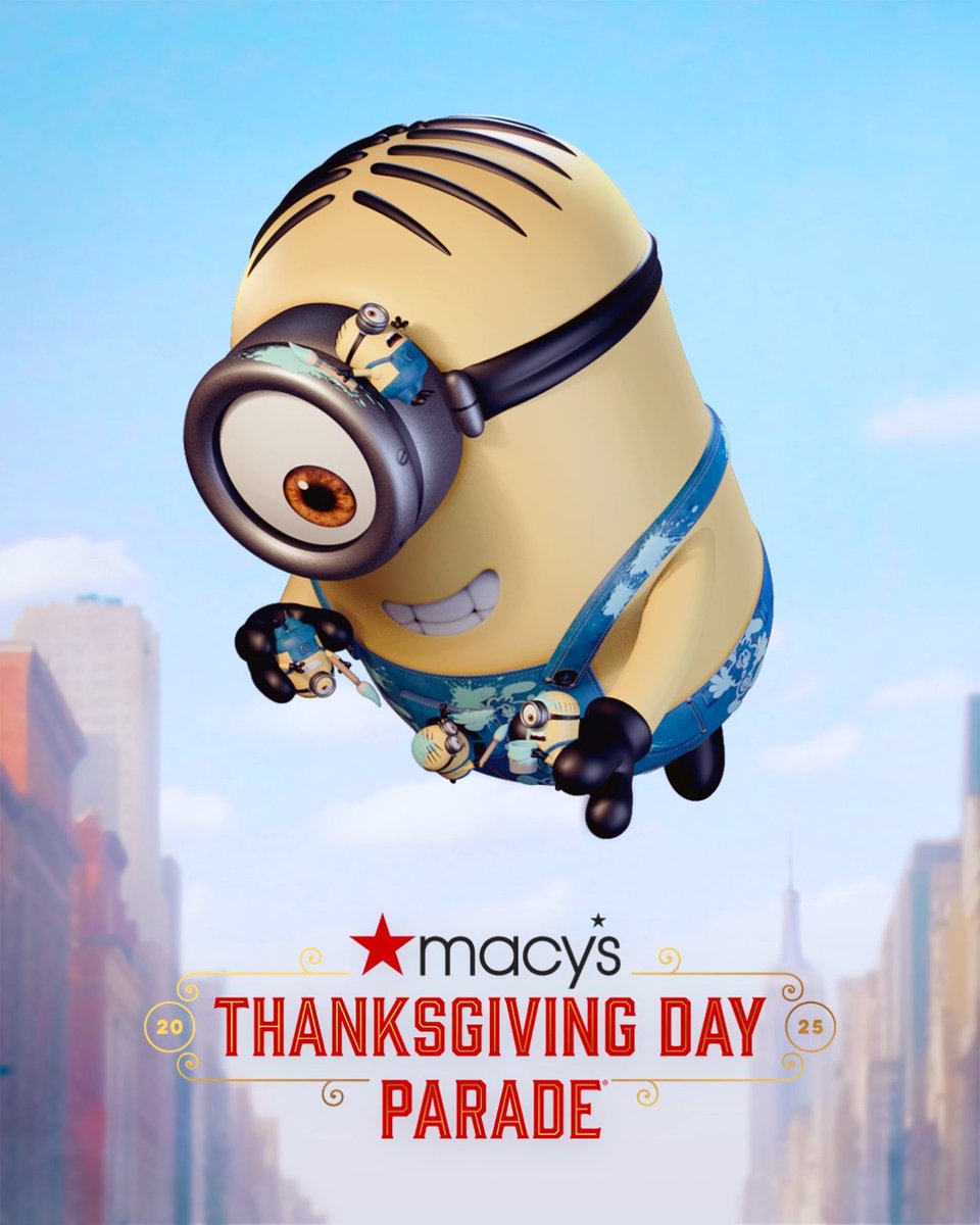 Look up! The Minions are back on 34th Street bringing a new kind of mischief with Verdy. Catch them in the Macy's Thanksgiving Day Parade on NBC & Peacock, Thurs. Nov. 27, 8:30am–noon in all time zones. #MacysParade