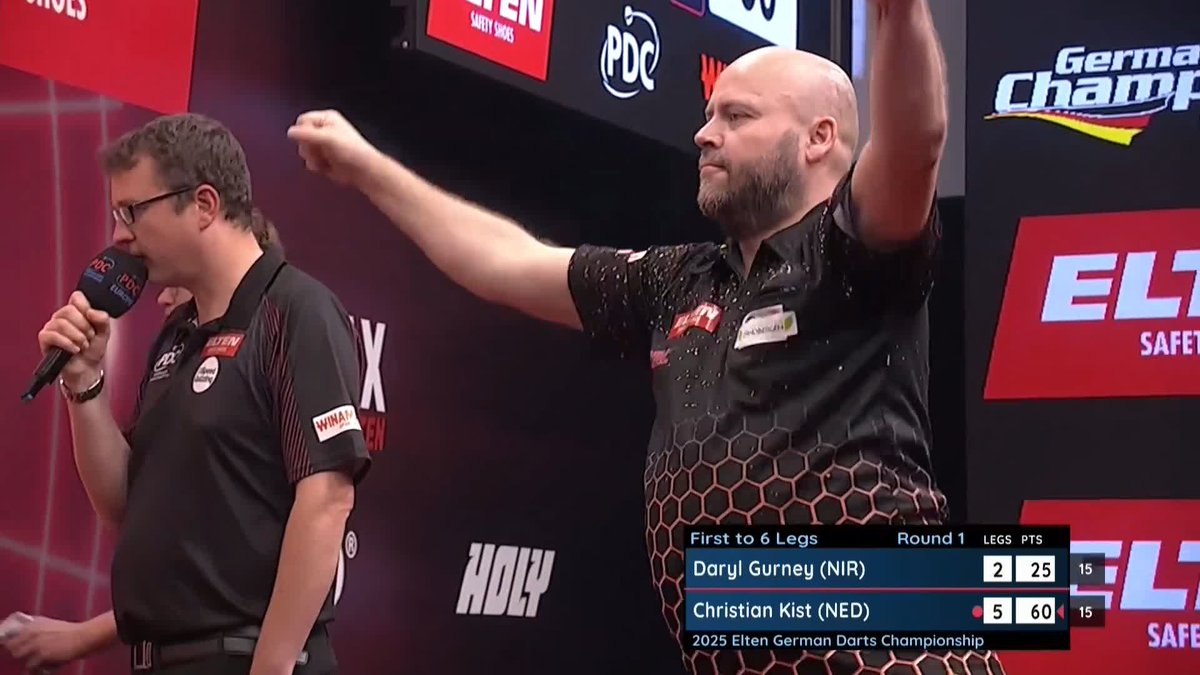 SIX ON THE SPIN! What a win for Christian Kist! The Dutchman reels off six consecutive legs to wrap up an impressive 6-2 victory against Daryl Gurney! 📺 #ET14 | R1