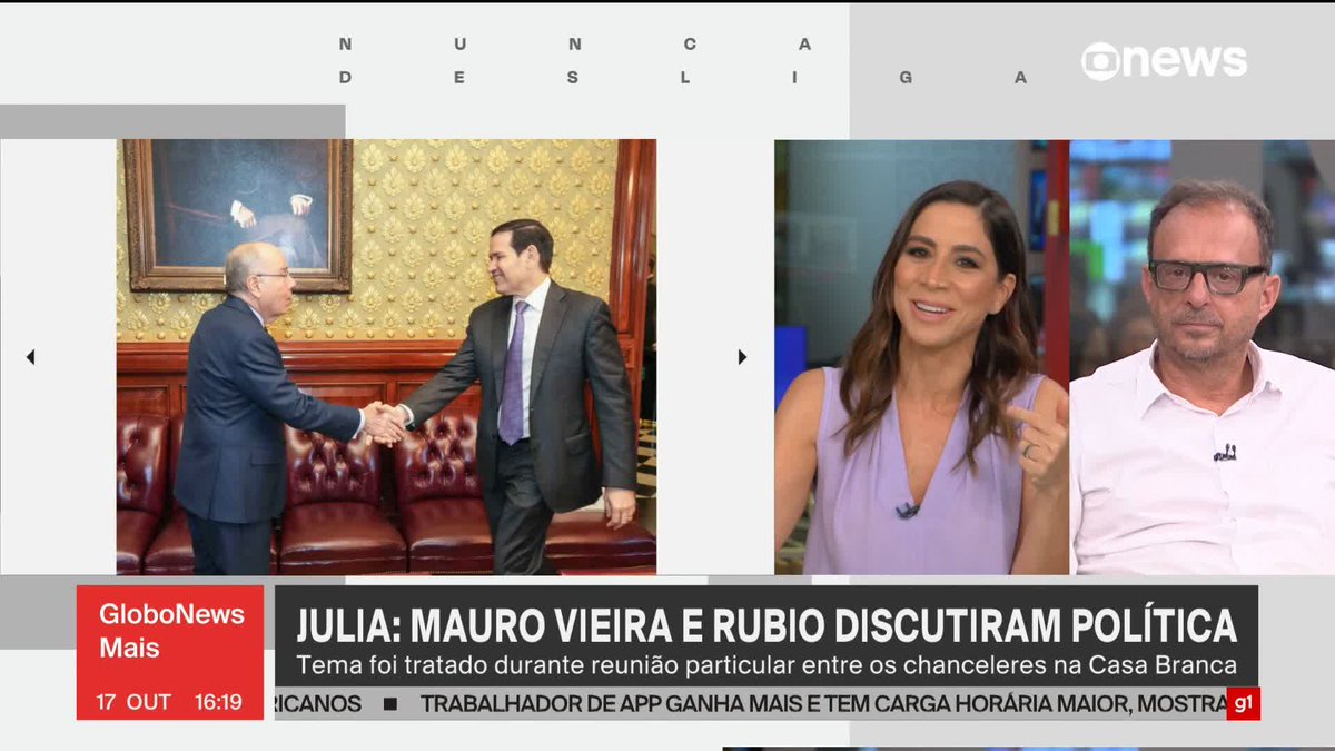 Um momento, dois ângulos: Julia Duailibi traz bastidores da foto tirada por um assessor do Itamaraty e da foto tirada pelo Departamento de Estados dos EUA, a qual mostra aperto de mãos entre Rubio e Vieira. #GloboNewsMais ➡ Assista à #GloboNews: