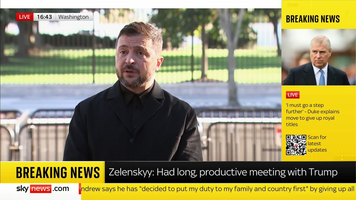 Ukrainian President Volodymyr Zelenskyy says he and Donald Trump spoke about long-range missiles, but decided not to make public statements on the subject. He adds that the US does not want an "escalation". Live ➡️ 📺 Sky 501, Virgin 602 and YouTube
