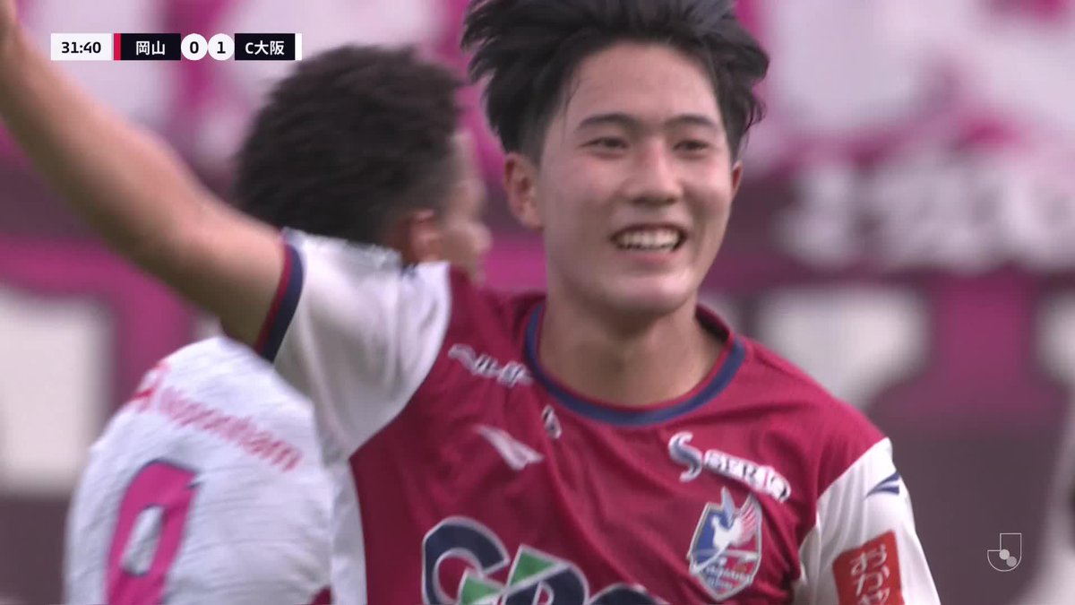 🎦 ゴール動画 🏆 明治安田Ｊ１リーグ 第34節 🆚 岡山vsＣ大阪 🔢 1-1 ⌚️ 32分 ⚽️ 佐藤 龍之介（岡山） #Ｊリーグ