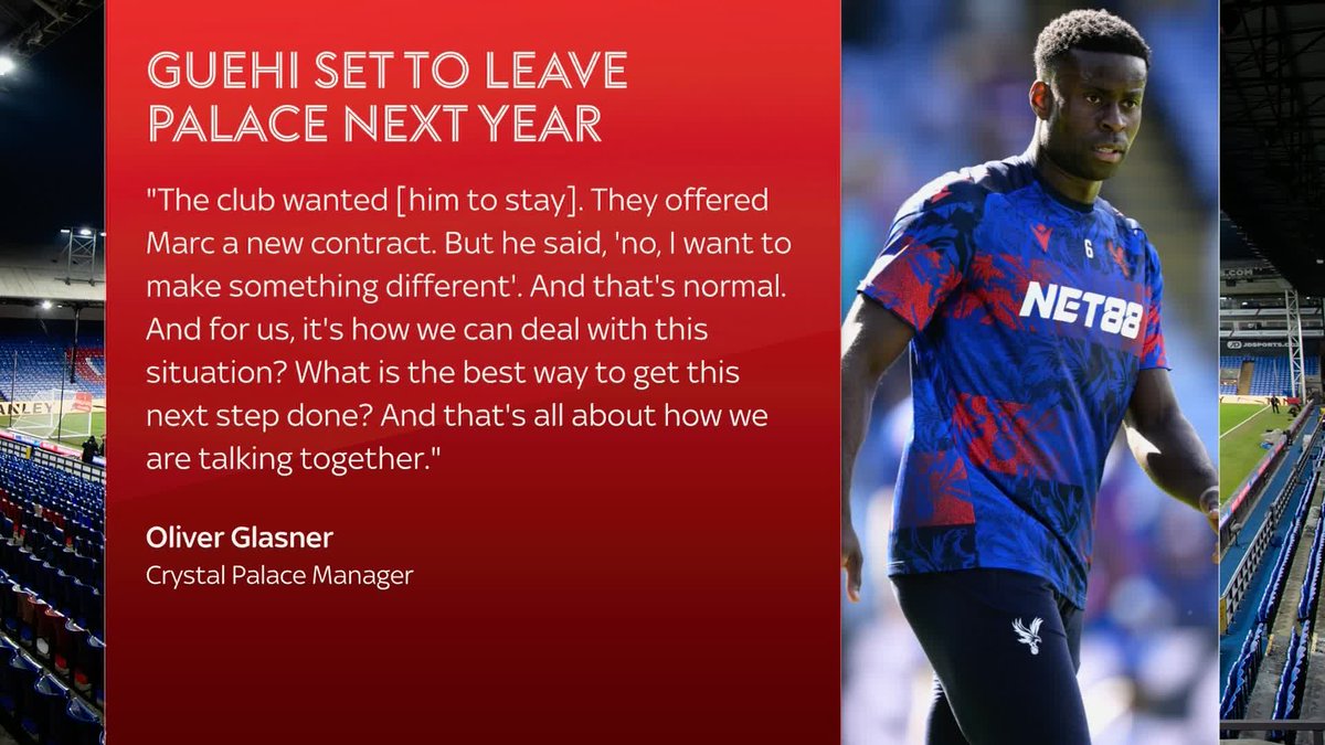 "I want to make something different" 💬 Oliver Glasner has confirmed that Marc Guehi is set to leave Crystal Palace next year, with Barcelona reportedly interested in the defender🔵🔴