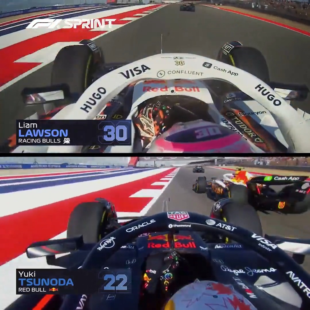 Lawson and Tsunoda go racing during #F1Sprint qualifying ⚔️ #F1 #USGP