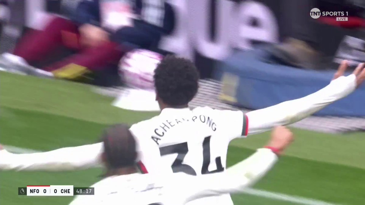 Josh Acheampong bags his first goal for Chelsea 🔥 The Blues lead at the City Ground... TNT Sports & discovery+ UK