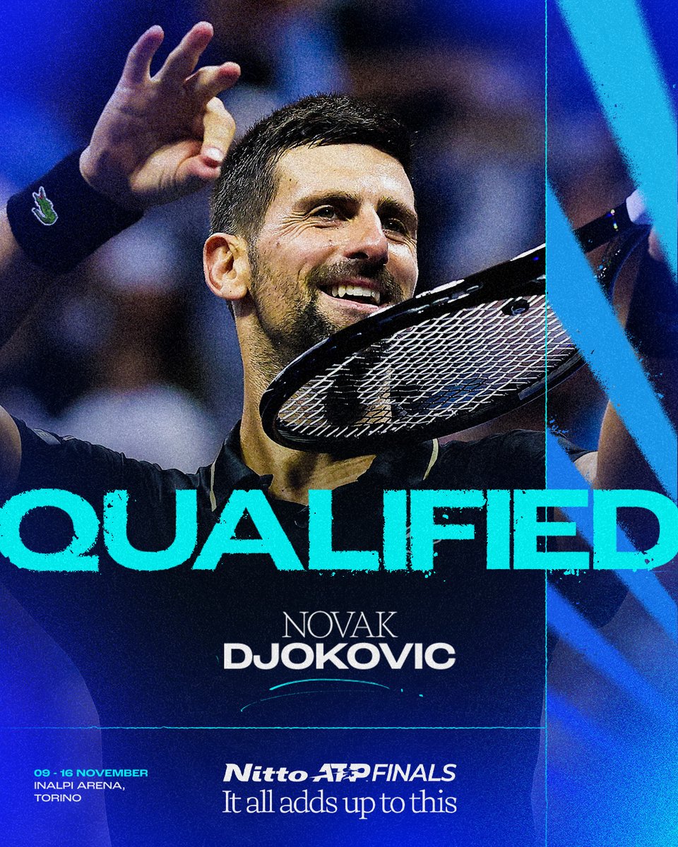 QUALIFIED! ✅ 7-time champion Novak Djokovic has officially qualified for the 2025 Nitto ATP Finals 👏 #NittoATPFinals