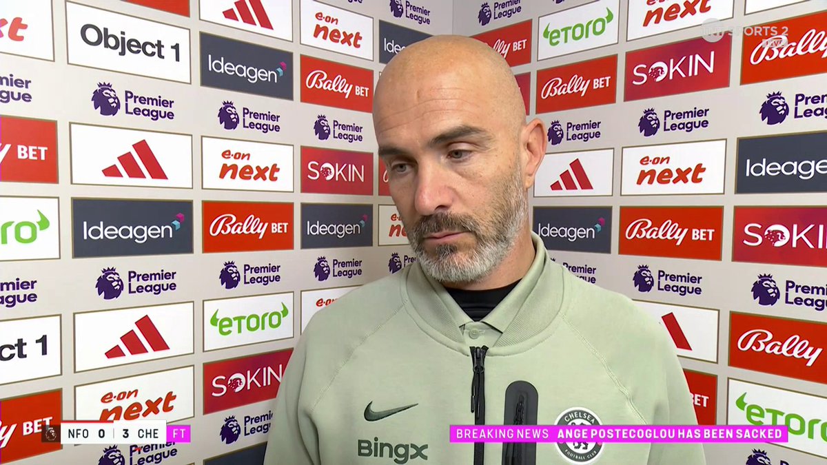 "Unfortunately it's a business when you have to win games" Jules Breach speaks to Enzo Maresca following Chelsea's 3-0 win over Nottingham Forest and Ange Postecoglou's dismissal... 📺 TNT Sports & discovery+ UK