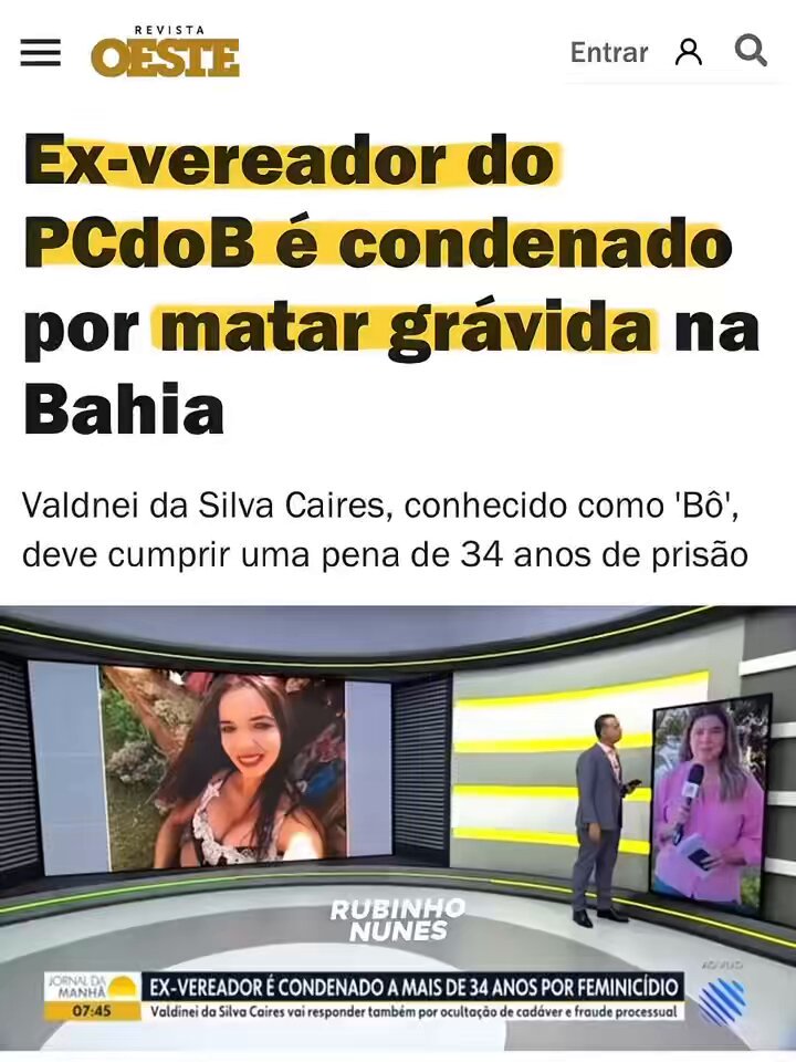 Matou uma mulher grávida. Era do PCdoB. Quando o autor é da esquerda, o feminismo some. Nem sempre um esquerdista, mas sempre um esquerdista.