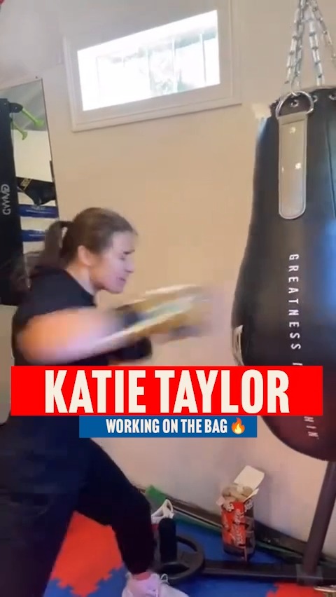 Ring, WBA, WBO and IBF super-lightweight world champion Katie Taylor unleashing on the bag in the gym 👑 🔥 Who would you like to see Taylor fight next❓