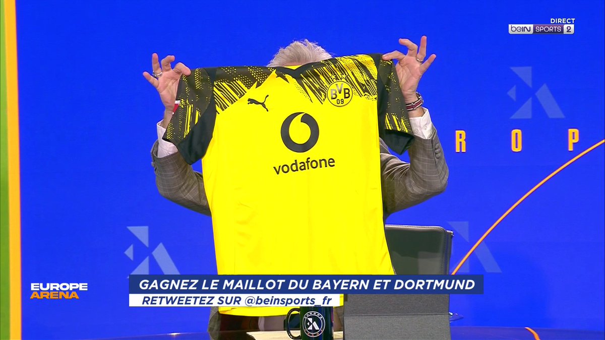 [📺 LIVE ] ⚽🇩🇪#EuropeArena 👕Tentez de remporter les maillots du Bayern Munich et du Borussia Dortmund ! ⚽Retweetez ce post et dites-nous quel maillot vous souhaitez en commentaire !