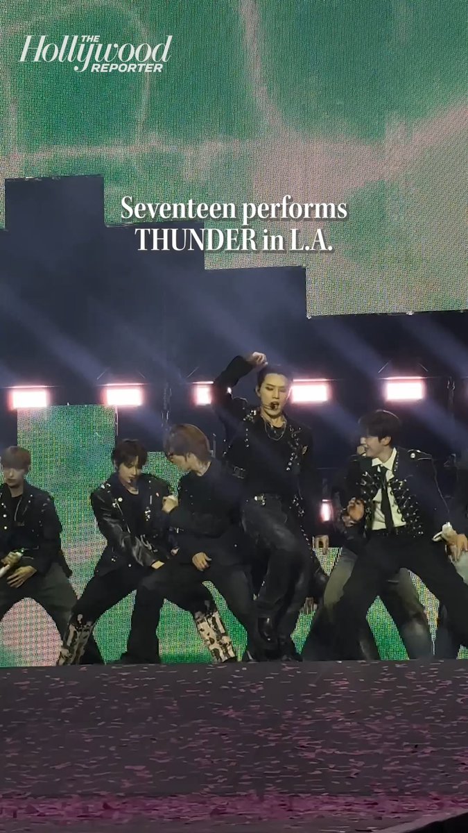 #SEVENTEEN performs their latest hit single #THUNDER in Los Angeles on their The New_ World Tour #SVT_TOUR_NEW_ Read THR’s Cover story on the world’s most successful #Kpop band now: 세븐틴(SEVENTEEN)