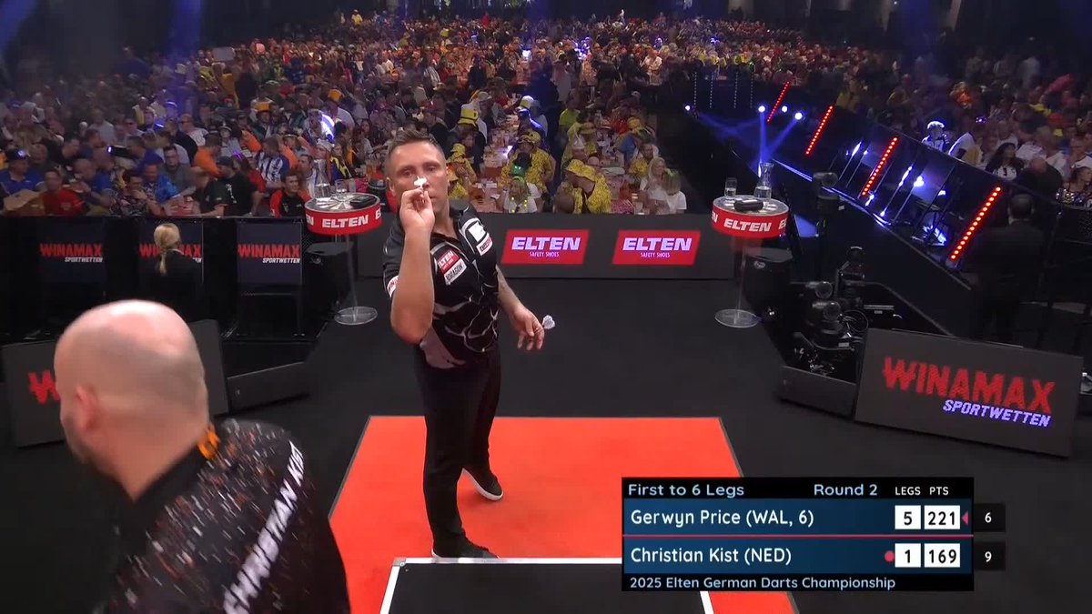 CONVINCING STUFF FROM PRICE! Gerwyn Price with a 100 average as he makes light work of Christian Kist in a 6-1 victory to reach the Third Round in Hildesheim. 📺 #ET14 | R2