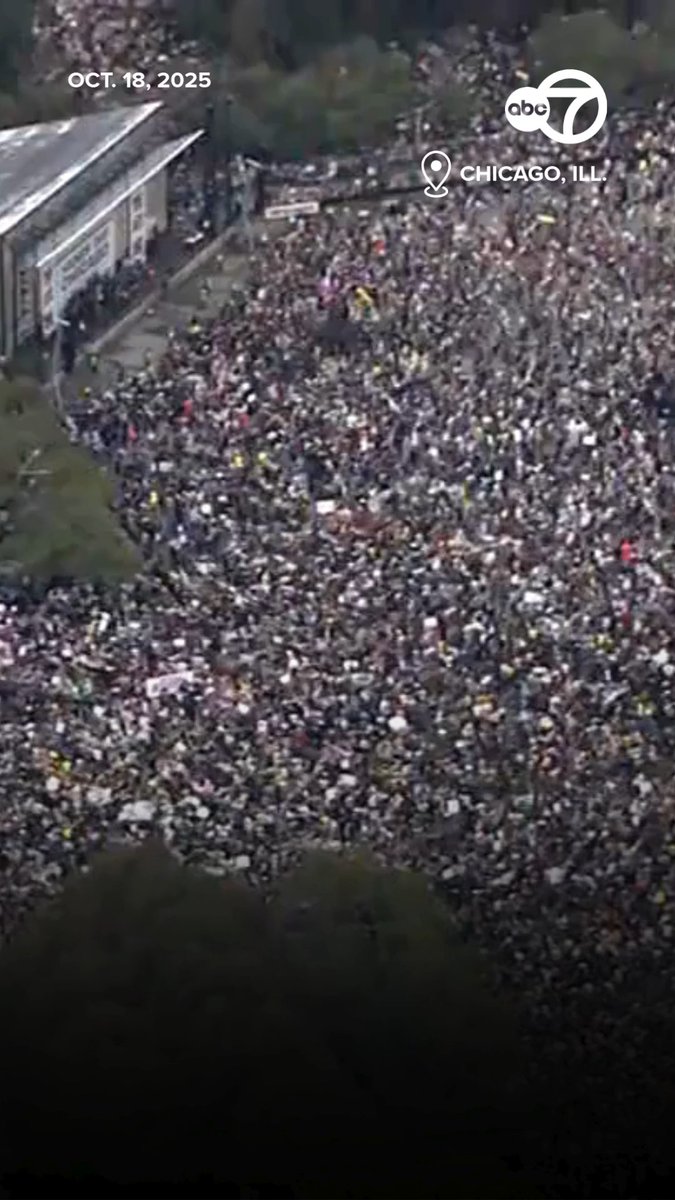 A massive "No Kings" protest against the Trump administration's policies is growing in Grant Park on Saturday afternoon. The demonstrators are expected to march through downtown streets.