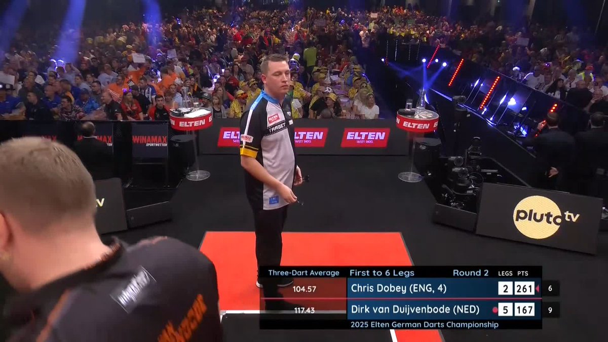 117.74 AVERAGE FROM DIRK!! 🤯 That is sensational from Dirk van Duijvenbode as he averages a staggering 117.74 in victory over Chris Dobey... Dobey, who averaged 105 himself, won't know what has hit him! 📺 #ET14 | R2