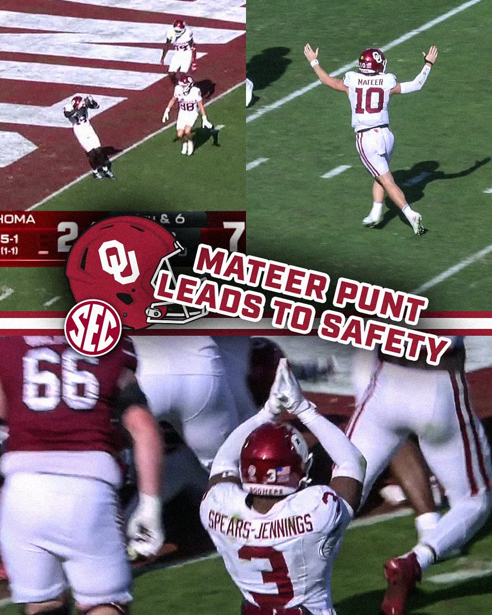 QB QUICK KICK TO THE ONE. 🤯 DEFENSIVE SAFETY. 🔥 Oklahoma Football x 📺 SEC Network