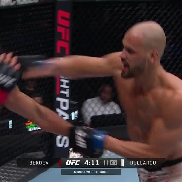 Yousri Belgaroui was throwing heavy shots for the finish 👊 #UFCVancouver