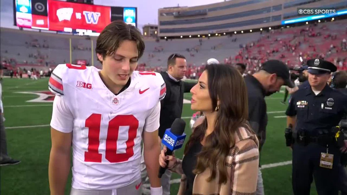 "It's awesome to have talent around you like that." Ohio State Football QB Julian Sayin spoke with Jenny Dell after a career-high 393 passing yards and 4 passing TDs