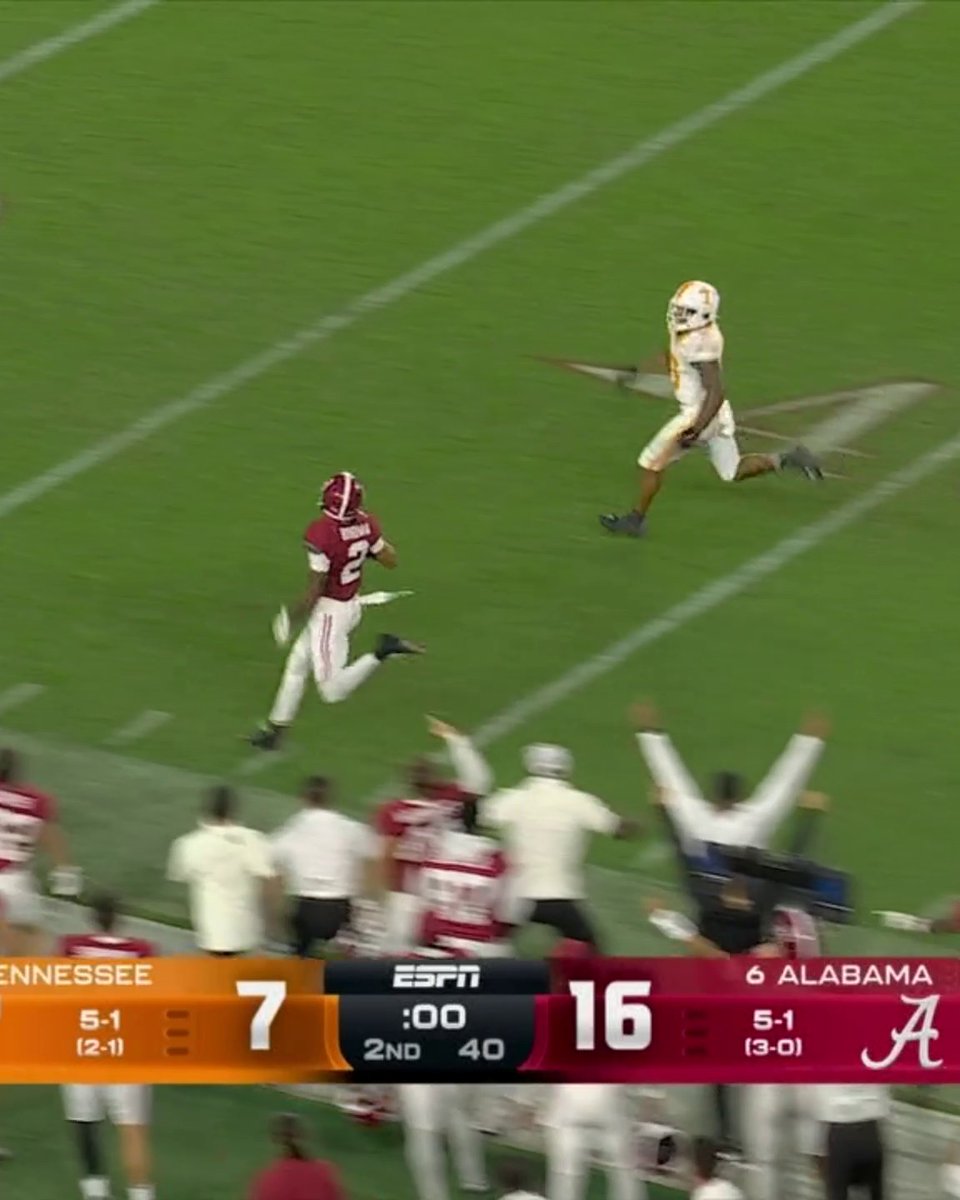 99-YARD PICK SIX FOR ALABAMA 🚨 Watch the 2nd half of No. 11 Tennessee and No. 6 Alabama on ABC and the ESPN App 🏈