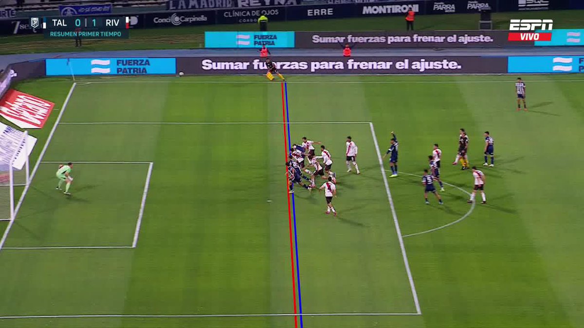 ¿ESTUVO BIEN ANULADO? Schott marcó el 1-1 parcial de Talleres contra River en el #TorneoClausura, pero no valió por offside.