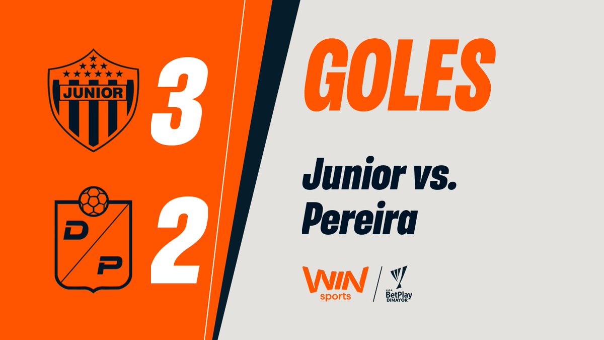 ¡A JUNIOR TIENES QUE..! Triunfazo del 'Tiburón' ante Pereira en la fecha 16 de #LALIGAxWIN. 🦈🔥🔴⚪ ⚽ Con un gol de Brayan Castrillón y un doblete de Steven 'Tití' Rodríguez, Junior venció 3-2 a Pereira para treparse a la cima con 31 unidades.🔝