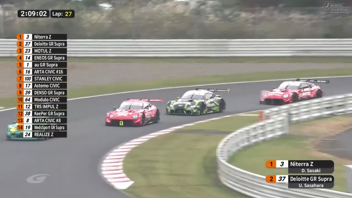 37号車Deloitte TOM'S GR Supra 笹原右京選手がついにトップへ‼️ 1コーナーのブレーキング素晴らしい👏 #SUPERGT 2025 第7戦 オートポリス 10/18〜10/19 徹底LIVE配信！ 🔽ご視聴/ご購入は🔽 #スーパーGT