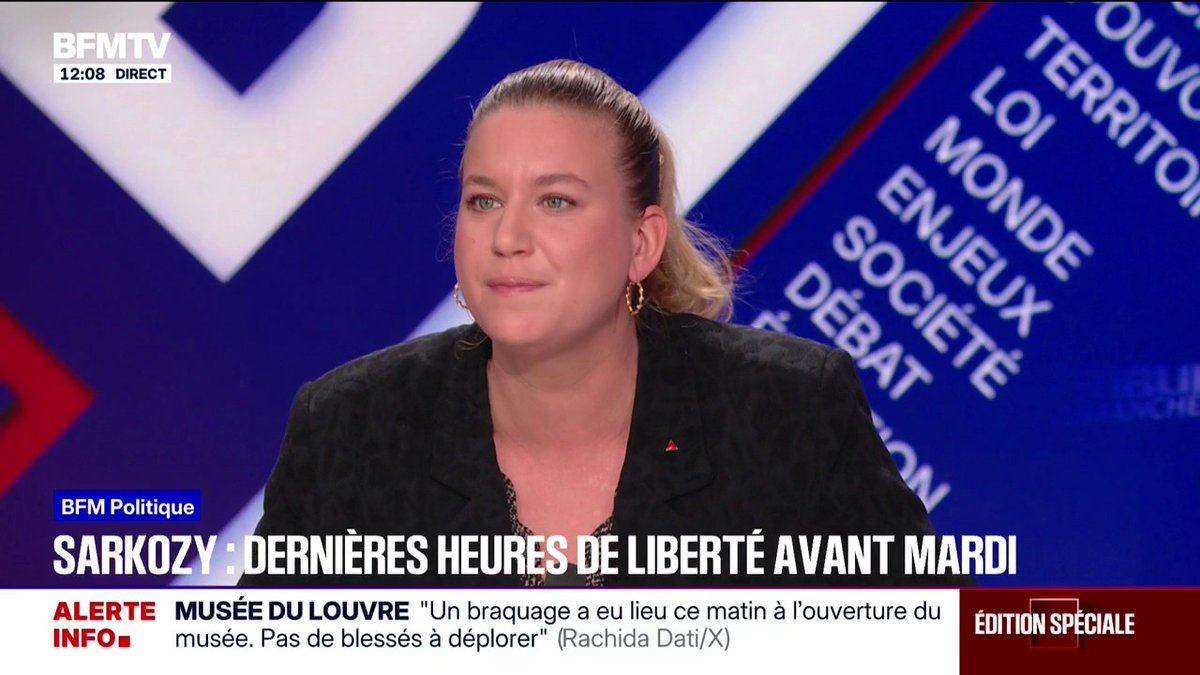 "Je trouve ça indécent de voir celles et ceux qui ne cessent de hurler au laxisme de la justice ne pas accepter" l'incarcération de Nicolas Sarkozy, estime Mathilde Panot (LFI)