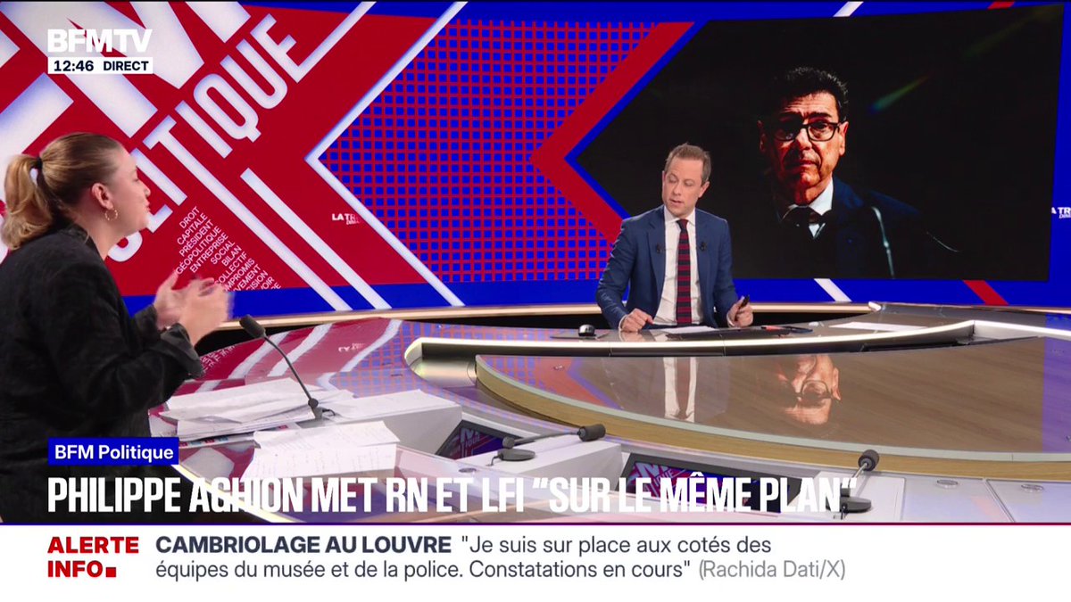 "Je l'invite à venir débattre avec nous", réagit Mathilde Panot après les propos de Philippe Aghion, prix Nobel d'économie, qui mettait "sur le même plan" LFI et RN