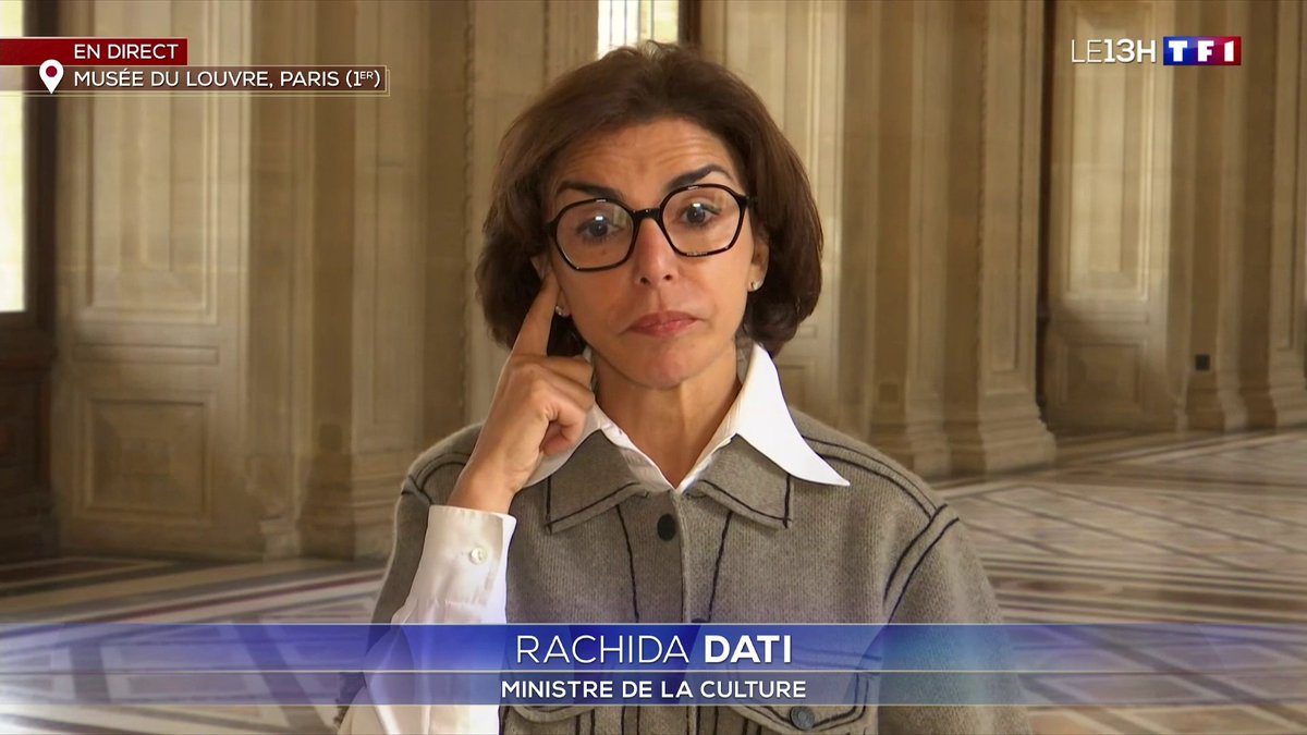 🔴 Cambriolage au Louvre 🗣️ "Le butin est assez inestimable, ce sont des bijoux qui ont été volés, les constatations sont en cours", explique Rachida Dati ن qui apporte son soutien à tous les agents du musée du Louvre, précisant "qu'il n'y a pas eu de violence ni de panique".