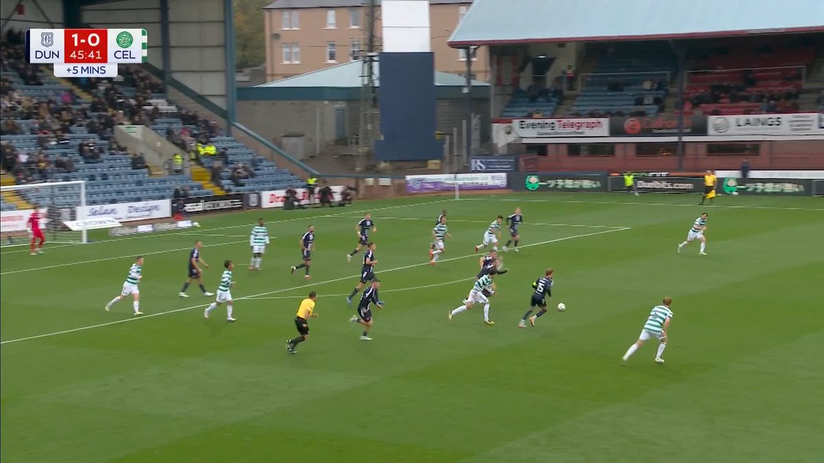 Dundee absolutely battering them. Celtic fans pouring out the stadium. “We can see you sneaking out” rings around Dens Park.