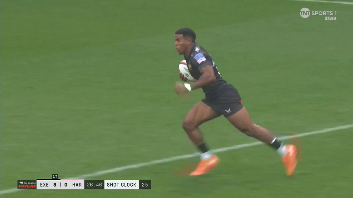 Timed to perfection ⌚️ Henry Slade's cross-field kick puts Immanuel Feyi-Waboso over the whitewash 💨 📺 TNT Sports & discovery+ UK