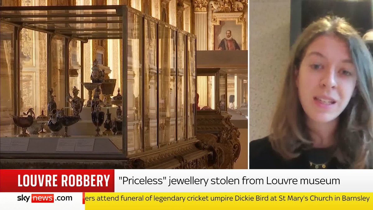 'It is very difficult to recover these items.' Following a robbery at the Louvre in Paris, Charlotte Chambers Farah from The Art Loss Register explains how quickly jewellery can be melted down and move across borders. 📺 Sky 501