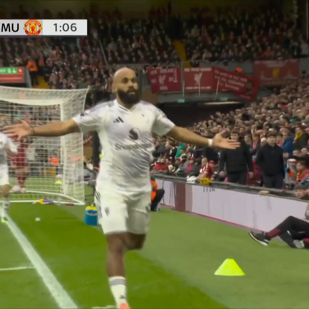 MANCHESTER UNITED STUN ANFIELD. BRYAN MBEUMO MAKES IT 1-0 AFTER BARELY A MINUTE.