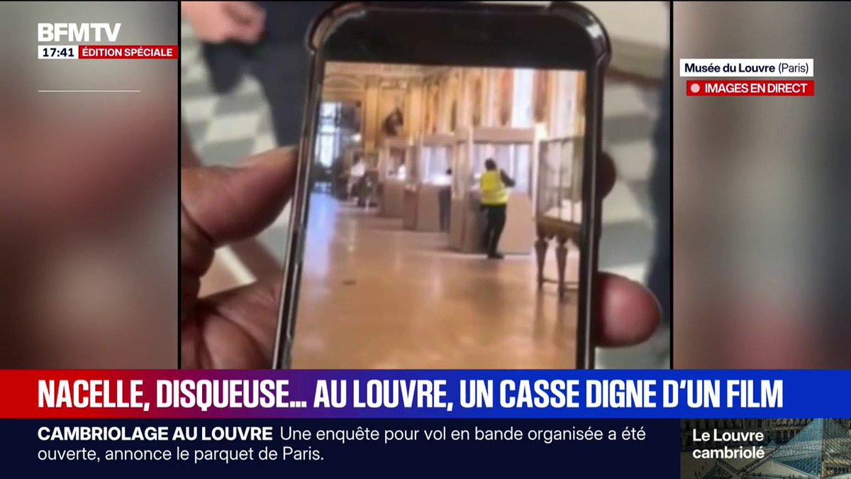 🚨🇫🇷 FLASH | BFMTV dévoile des images du braquage au Louvre.