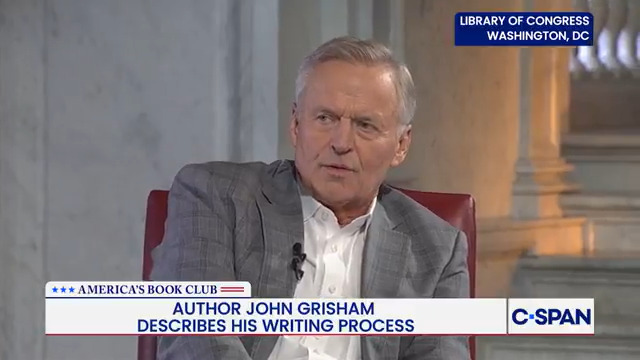 C-SPAN America's Book Club John Grisham: "So far there's no writer's block...what's the best idea I have for the next book...I'll pick the best idea on January 1st, and I'll write a thousand words a day, for five days a week for six months with a goal of finishing by July 1st."