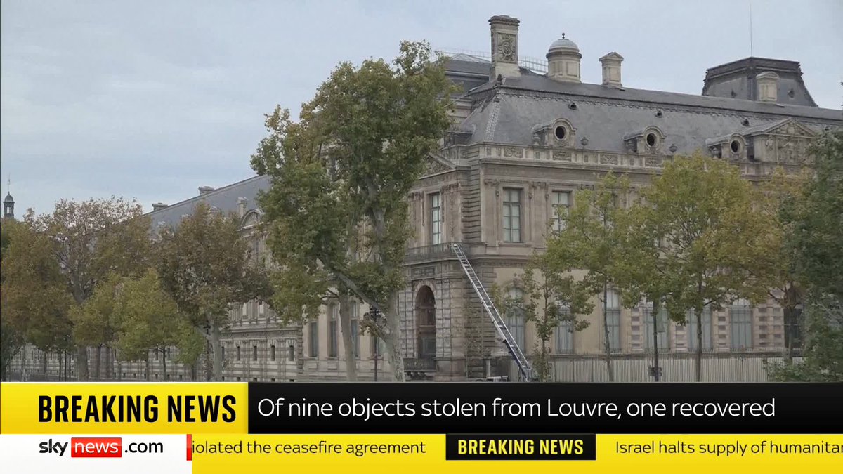 BREAKING: Nine "priceless" objects were stolen from the Louvre museum in Paris - one has been recovered 📺 Sky 501, Virgin 602, Freeview 233 and YouTube