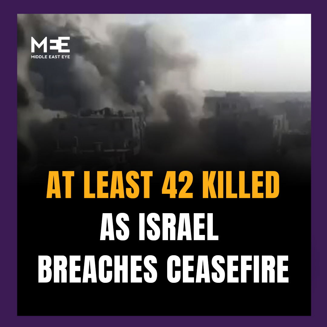 Israeli air raids on multiple locations across the Gaza Strip have killed at least 42 Palestinians since this morning, medical sources in Gaza report
