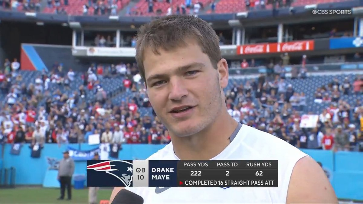 "It means a little more for coach, obviously ... but great team win." Drake Maye on the @patriots having Coach Vrabel's back (AJ Ross)
