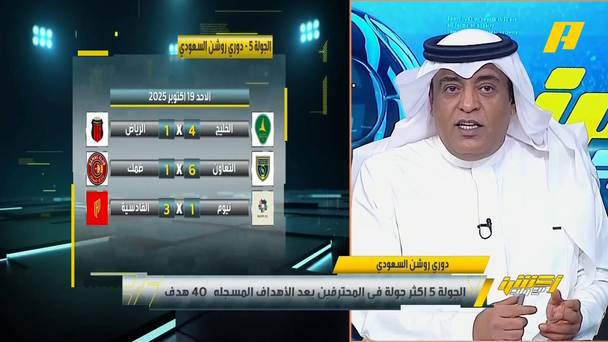 #وليد_الفراج: الجولة الحالية من دوري روشن تحقق رقم قياسي بتسجيل 40 هدف🔥 وهذه المرة الدوري حامي من البداية حتى الحضور الجماهيري 💪🏻 #نيوم_القادسية #التعاون_ضمك مجاناً على شاهد برنامج اكشن مع وليد يومياً الساعة 11:30مساءً بتوقيت السعودية على MBCAction