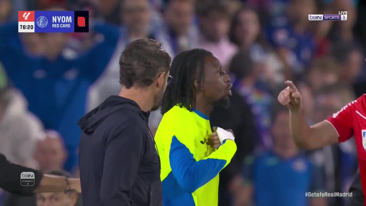 حالة غريبة في كرة القدم! 😲 آلان نيوم يُطرد 🟥 بعد أقل من دقيقة من مشاركته أمام ريال مدريد! #الدوري_الإسباني #خيتافي #ريال_مدريد