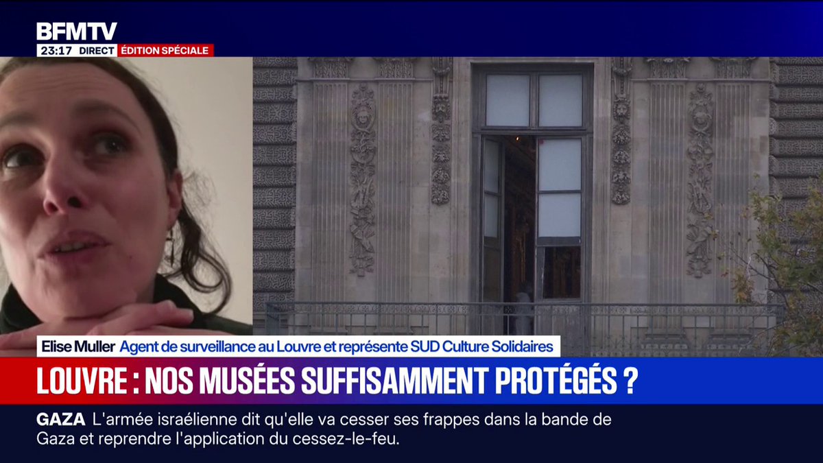 Cambriolage au Louvre: "Nous sommes avant tout formés à la préservation des vies humaines", explique Elise Muller, agent de surveillance au Louvre
